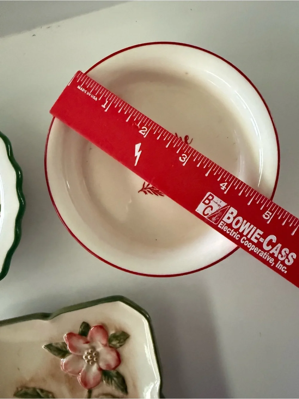 Holiday Ceramic Bowls and Trinket Dish - Red, Green, Cream